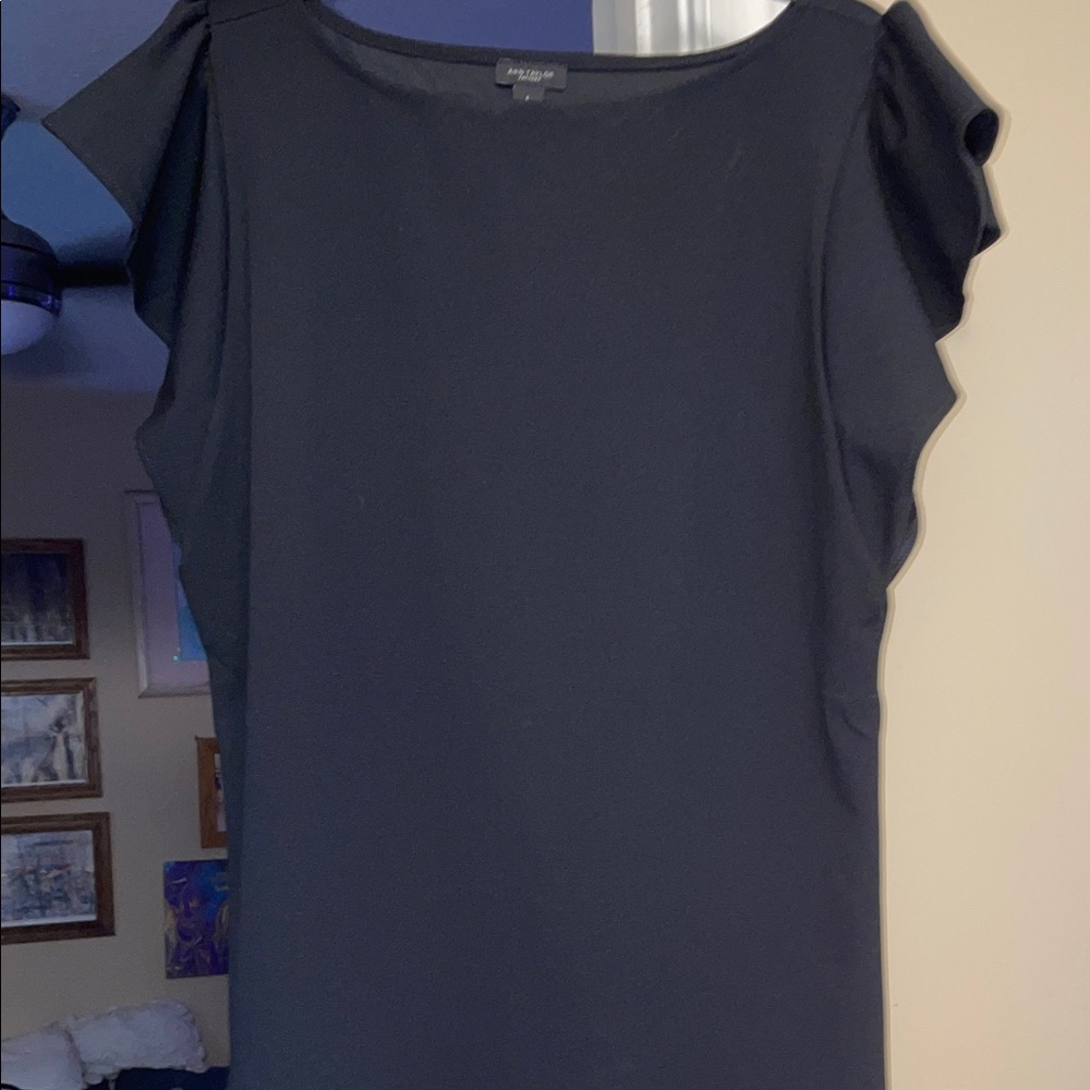 Ann Taylor Factory Black Shimmery Knit Shell